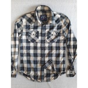 American Eagle Outfitters Men Plaid Long Sleeve Pearl Button Down Shirt Small